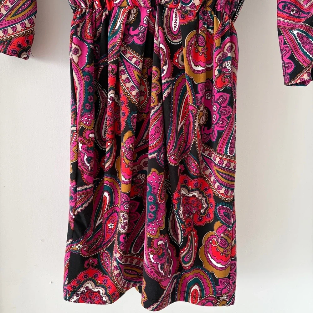 NWT Trina Turk XS “Birch” Paisley Print Mini Dress Bold Multi Color Fabric